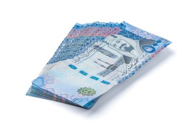 Suudi Arabistan 500 Riyal Banknotları. 500 SR değerinde Suudi Riyal Banknotları Yığını