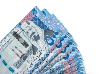 Suudi Arabistan 500 Riyal Banknotları. 500 SR değerinde Suudi Riyal Banknotları Yığını