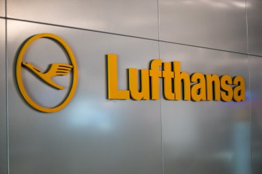 Büyük Lufthansa logo Frankfurt Airport, Almanya