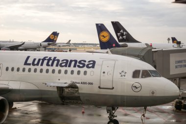 Lufthansa uçağı Airbus A320 Frankfurt Airport, Almanya
