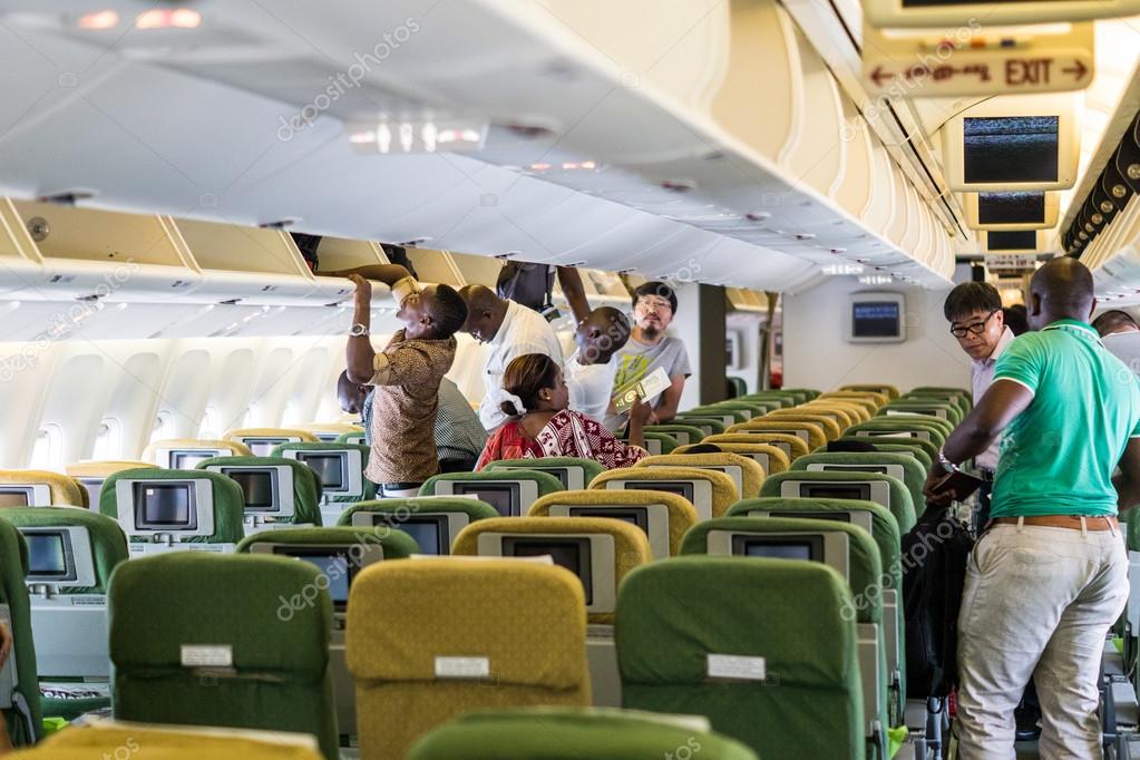 Passengers Inside Of Ethiopian Airlines Aircraft Stock