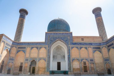 Özbekistan, Semerkant 'ta Gur-Emir (Amir Temur) anıt mezar mimarisi. Asyalı fatih Tamerlane 'in anıt mezarı. Timur olarak da bilinir..