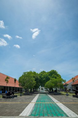 Yogyakarta, Endonezya - 04.01.2024: Yogyakarta, Endonezya Kalesi. Vreadburg, Yogyakarta 'da bulunan eski bir koloni kalesiydi ve şimdi turistler için bir müze..