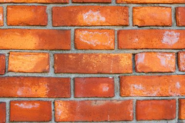 Avrupa 'daki eski kırmızı tuğla duvar. Doku, duvar kağıdı, arkaplan için Avrupa eski tuğla duvarı.