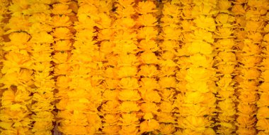 Sarı Budizm çelenk çiçek doku arka plan.