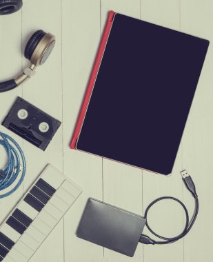 Boş Tablet ekran ve teknoloji nesneleri