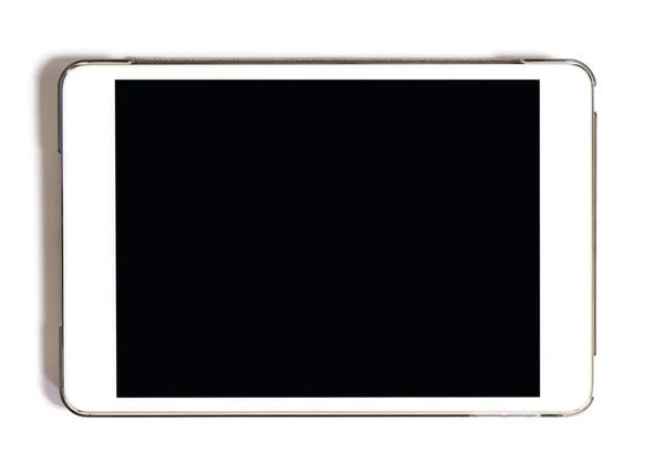 Wit Tablet met gouden rand geïsoleerd — Stockfoto