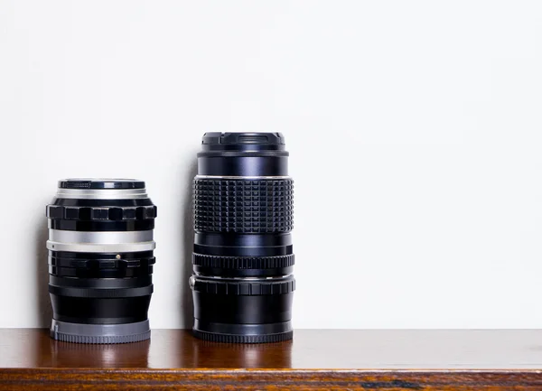 Vintage Camera lens on white background with copy space — Stock Photo, Image