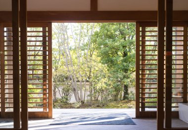 Bahçe için Japon ahşap kapı 