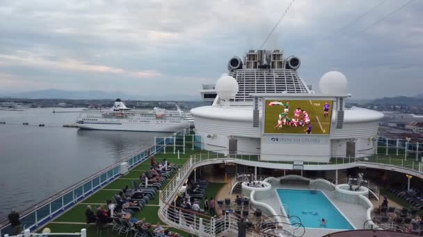 Yokohama Japão Setembro 2019 Vista Convés Superior Cruzeiro Diamond Princess — Vídeo de Stock