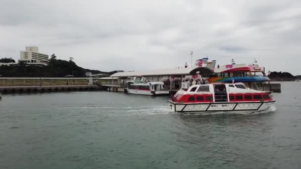Toba Japonya Eylül 2019 Daimond Princess Gemisinden Motorlu Tekne Toba — Stok video