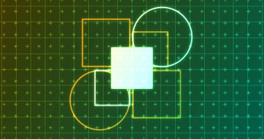 Business Workflow, Data Exchange, ademi merkeziyetçi sistemler ve dijital arka planlar için minimal grafik tasarımı. Soyut Geometrik Tasarım Arkaplanı. Arkaplanda canlandırılmış geometrik şekiller