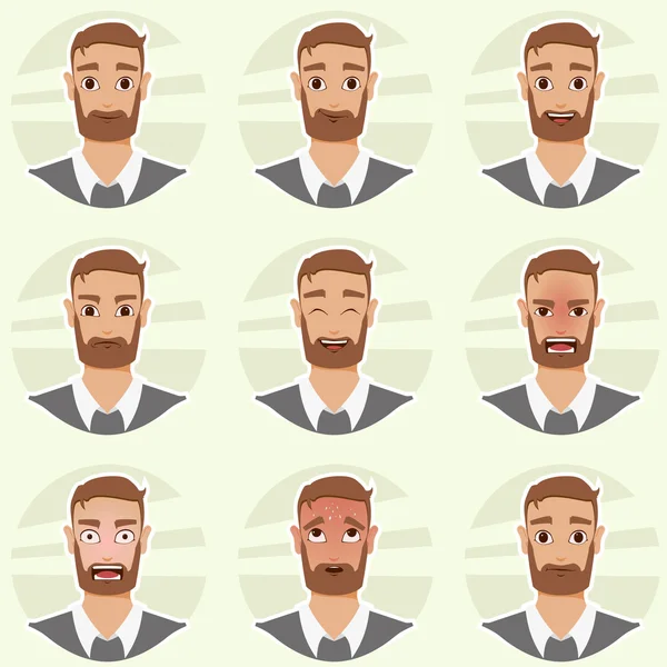 Hombre de negocios emociones avatar — Vector de stock