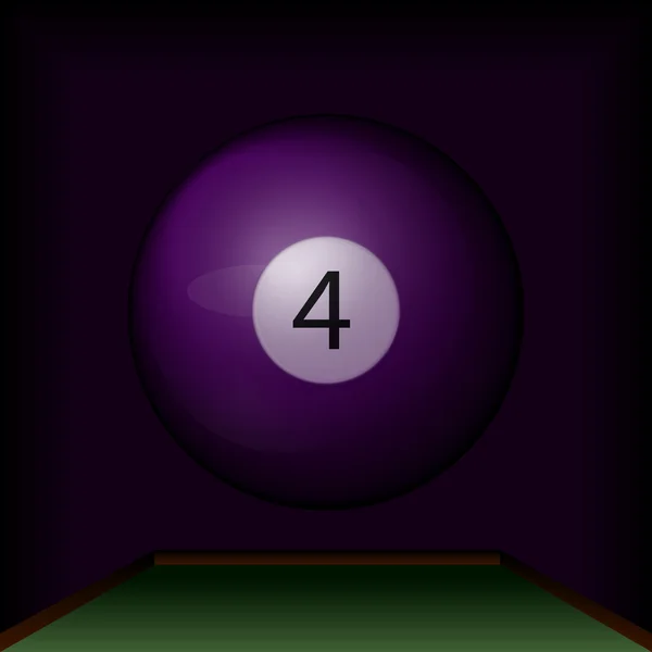 Boule de billard numéro quatre sur la table . — Image vectorielle