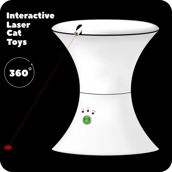 Juguete láser interactivo para gatos con botón verde e indicadores , — Vector de stock