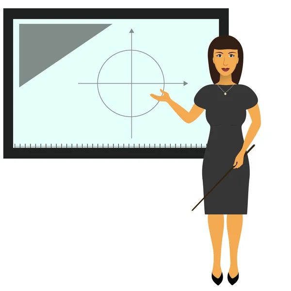 TV presenter, reporter, teacher at interactive blackboard — Stock Vector