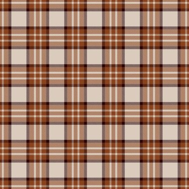 Koyu kahverengi ve bej renkli klasik tartan deseni. Geçmişler, tekstil, moda ve tasarım projeleri için idealdir. Zamansız, sade ya da rahat bir estetik gerektirir..
