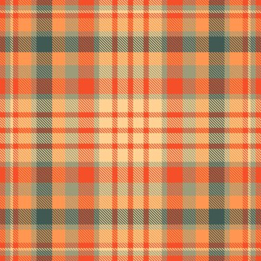 Sıcak, davetkar, turuncu, bej ve gri renklerin dengeli bir karışımını içeren ekose desenli kumaş. Geçmişler, tekstil, el sanatları ve nostaljik tasarımlar için mükemmel. Kusursuz doku.