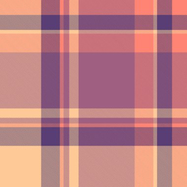 Şeftali, mercan ve menekşe tonlarında sıcak ve davetkar tartan deseni. Samimi ve modern bir ortam arayan arka plan, tekstil ya da yaratıcı tasarımlar için ideal..