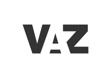 VAZ logo tasarımı. İlk harf V A Z kalın yazı tipi teknoloji girişimleri, danışmanlık, kurumsal markalaşma. Yaratıcı şirket adı, manşet başlıkları tipografi kimliği, moda logoti tipi. Vektör illüstrasyonu.