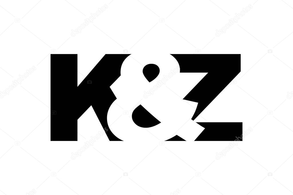 KZ logo design in bold style. Black white identity symbol. Modern typography emblem. Corporate branding icon. Minimal business template.