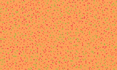 Sıcak turuncu, kırmızı ve yeşil renklerde canlı, soyut konfeti deseni. Kutlama tasarımları, tekstil ürünleri ya da oyuncu bir geçmiş için mükemmel. Neşe, enerji ve şenlik çağrıştırıyor.