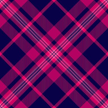 Pembe ve koyu mavi tonlarda klasik tartan deseni. Biraz gelenek ve görsel ilgi gerektiren geçmiş, tekstil veya tasarım projeleri için ideal.