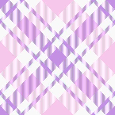 Pastel ekose desenli. Modaya uygun, tekrar eden leylak, lavanta, pembe beyaz bir çek. Özgeçmiş, tekstil, ambalaj ve yaratıcı tasarımlar için harika..