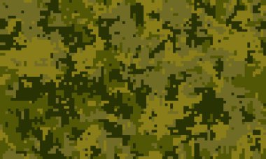 Soyut dijital kamuflaj modeli. Geçmişler, dokular veya askeri temalı tasarımlar için mükemmel. Çok yönlü, pikselli stil gizleme ve stratejik tasarımı çağrıştırıyor.