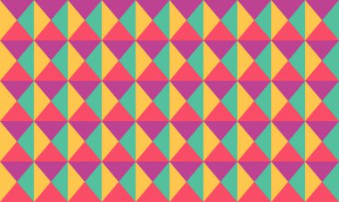 Birbirine kenetlenmiş üçgenlerin canlı geometrik deseni kalın ve neşeli renklerle. Arka planlar, web sitesi tasarımı, tekstil baskıları ya da modern estetiğe ihtiyaç duyan her proje için mükemmel..