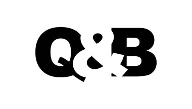 Kalın bir QB logo tasarımı. Siyah beyaz kimlik sembolü. Modern tipografi simgesi. Şirket marka ikonu. En küçük iş şablonu.