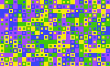 Canlı, soyut kare desenli bir arka plan. Modern tasarımlar, web sitesi afişleri, teknoloji sunumları veya oyuncu markalar için mükemmel..