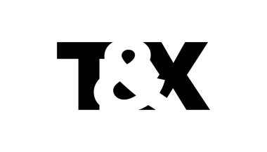 TX logosu cesur bir şekilde tasarlandı. Siyah beyaz kimlik sembolü. Modern tipografi simgesi. Şirket marka ikonu. En küçük iş şablonu.