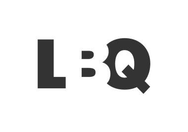 LBQ logo tasarımı. İlk harf L B Q kalın yazı tipi teknoloji girişimleri, danışmanlık, kurumsal markalaşma. Yaratıcı şirket adı, manşet başlıkları tipografi kimliği, moda logoti tipi. Vektör illüstrasyonu.