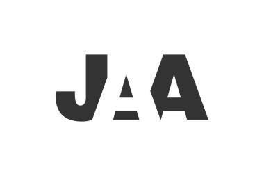 JAA logo tasarımı. İlk harf J A teknolojik girişimler, danışmanlık, kurumsal markalaşma için cesur bir yazı tipi. Yaratıcı şirket adı, manşet başlıkları tipografi kimliği, moda logoti tipi. Vektör illüstrasyonu.