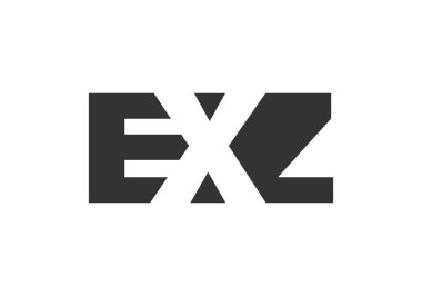 EXZ logo tasarımı. İlk harf E X Z. Teknolojik girişimler, danışmanlık, kurumsal markalaşma için kalın yazı tipi. Yaratıcı şirket adı, manşet başlıkları tipografi kimliği, moda logoti tipi. Vektör illüstrasyonu.