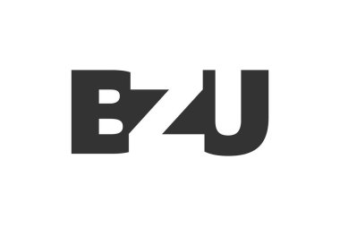 BZU logo tasarımı. İlk harf B Z U kalın yazı tipi teknoloji girişimleri, danışmanlık, kurumsal markalaşma. Yaratıcı şirket adı, manşet başlıkları tipografi kimliği, moda logoti tipi. Vektör illüstrasyonu.