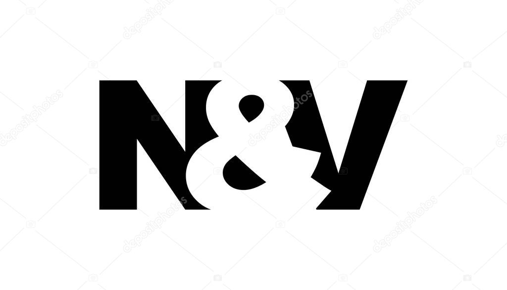 NV logo design in bold style. Black white identity symbol. Modern typography emblem. Corporate branding icon. Minimal business template.