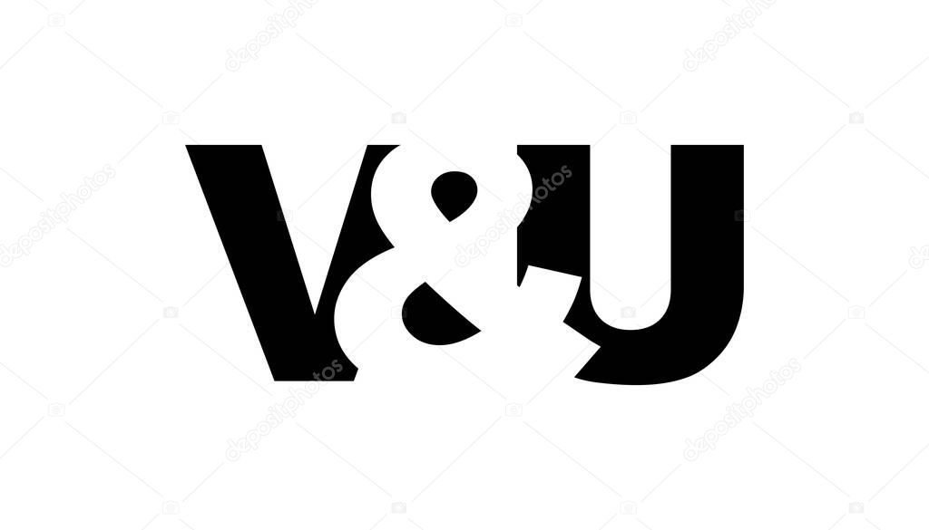 VU logo design in bold style. Black white identity symbol. Modern typography emblem. Corporate branding icon. Minimal business template.