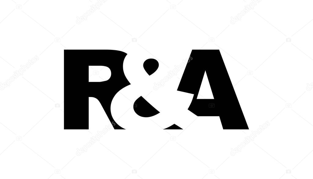 RA logo design in bold style. Black white identity symbol. Modern typography emblem. Corporate branding icon. Minimal business template.