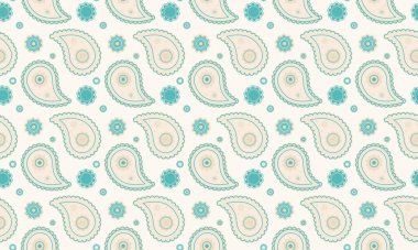 Egzotik boteh desenli desenli geleneksel. Hint klasiğinde yatay kınlık. Sonsuzluğu süslemek, romantik görüntü. Dekoratif canlılık ile özgün.