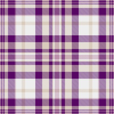 Mor ve krem tonlarında klasik tartan deseni. Özgeçmiş, tekstil, el işi ve dijital projeler için çok yönlü tasarım. Sıcaklık ve geleneği çağrıştırıyor.
