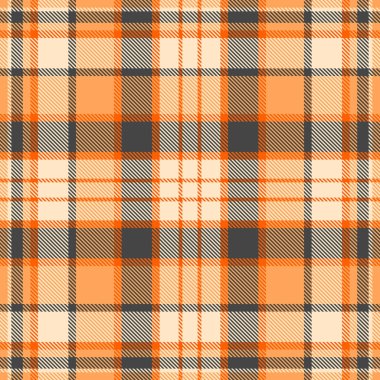 Kusursuz ekose desenli. Turuncu ve gri renkli klasik tartan baskısı. Tekstil tasarımları, arka planlar ya da sıcak, samimi projeler için ideal. Çok yönlü grafik kaynağı.
