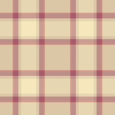 Klasik ekose desen. Tarafsız bej ve soluk kırmızı tonlarda kusursuz tartan dokusu. Geçmişler, tekstil ve dekoratif tasarımlar için ideal. Çok yönlü, zamansız.