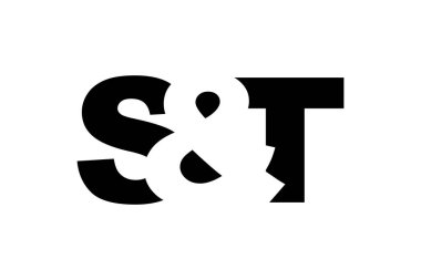 ST logosu cesur bir şekilde tasarlandı. Siyah beyaz kimlik sembolü. Modern tipografi simgesi. Şirket marka ikonu. En küçük iş şablonu.