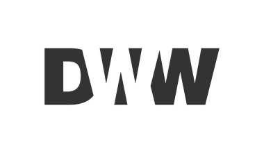 DWW logo tasarımı. İlk harf D W kalın yazı tipi teknoloji girişimleri, danışmanlık, kurumsal markalaşma. Yaratıcı şirket adı, manşet başlıkları tipografi kimliği, moda logoti tipi. Vektör illüstrasyonu.