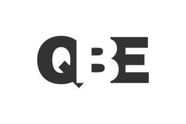 QBE logo tasarımı. Teknoloji girişimleri, danışmanlık, kurumsal markalaşma için ilk harf Q B E kalın yazı tipi. Yaratıcı şirket adı, manşet başlıkları tipografi kimliği, moda logoti tipi. Vektör illüstrasyonu.