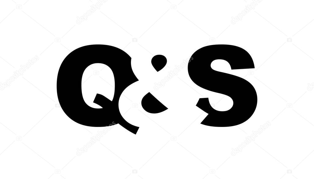 QS logo design in bold style. Black white identity symbol. Modern typography emblem. Corporate branding icon. Minimal business template.