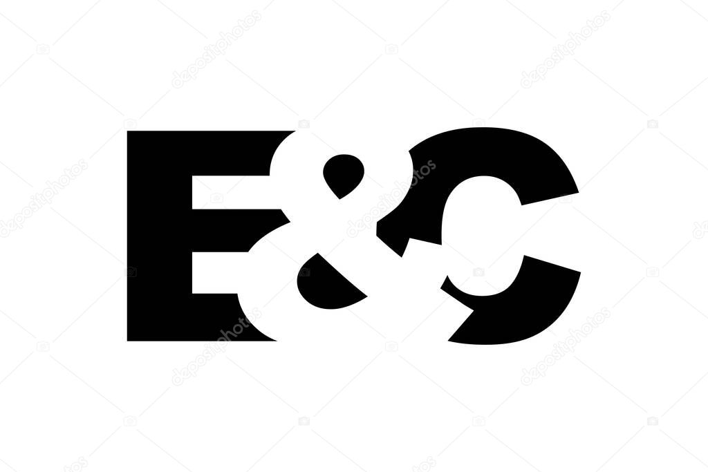 EC logo design in bold style. Black white identity symbol. Modern typography emblem. Corporate branding icon. Minimal business template.