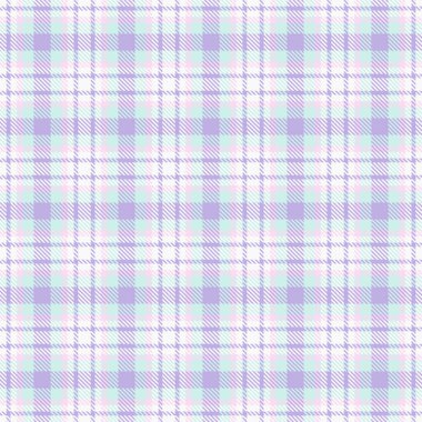 Yumuşak pastel ekose desenli. Açık lavanta, nane ve beyaz renkleri içeren zarif bir tartan tasarımı. Arkaplan, tekstil veya dijital kağıt için ideal.